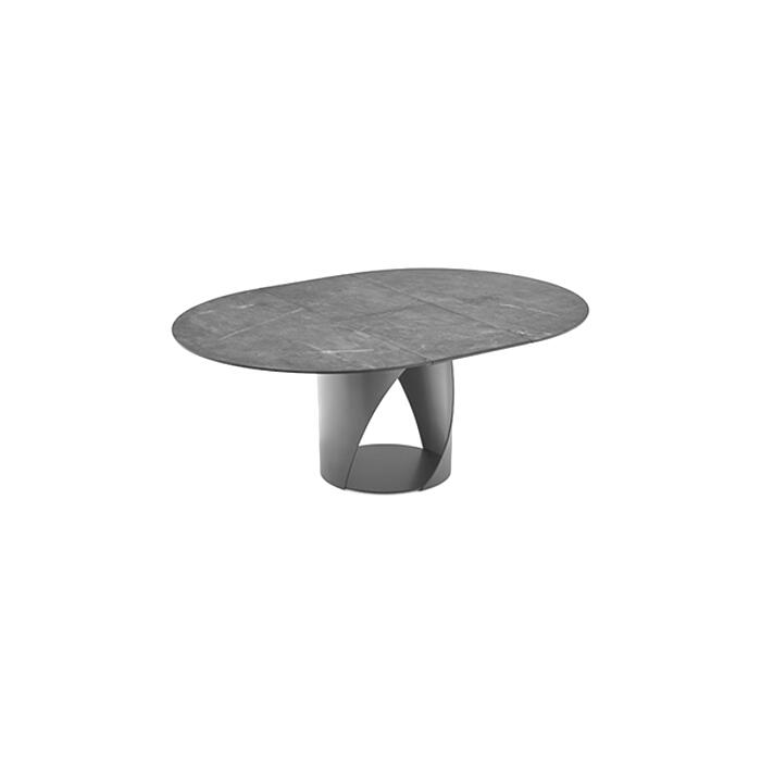 CYCLONE Table with extendable rounded top with metal base