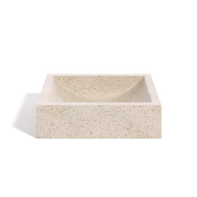 DELINA Square countertop washbasin in white terrazzo