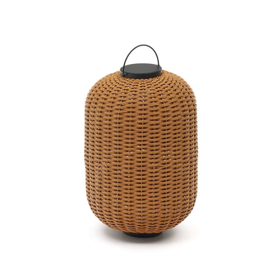 SARANELLA Large portable table lamp made of artificial rattan in brown