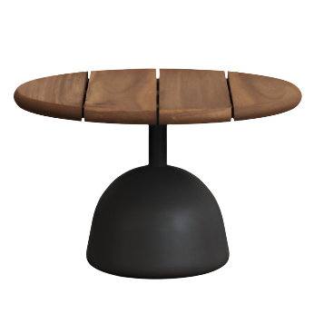 SAURA Coffee table with acacia top in walnut finish and black cement base Ø55x35cm