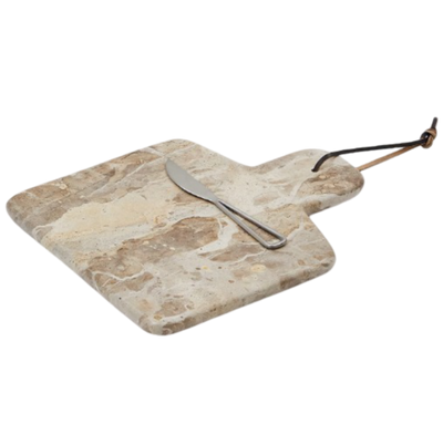 SUKA Large cutting board and beige marble knife set