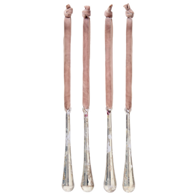 ALSENIA Set of 4 silver recycled glass hanging ornaments 10,5 cm