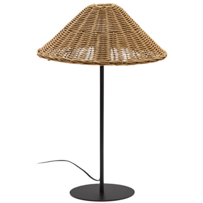 URANIA Table lamp in rattan and metal with black painted finished