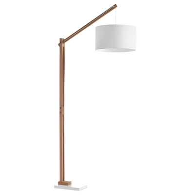 RIAZ Floor lamp in beech wood with white lampshade
