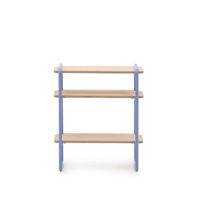 TINN ash veneer shelf with a blue metal structure, 70 x 60 cm
