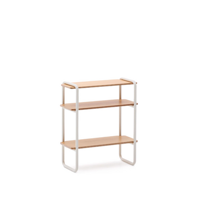 TINN ash veneer shelf with a beige metal structure, 70 x 60 cm