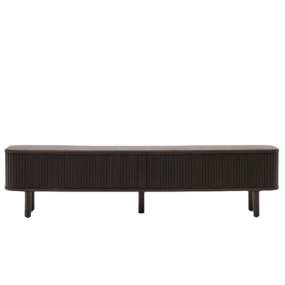 MAILEN 2 door TV stand in ash veneer with a dark finish 200 x 50 cm