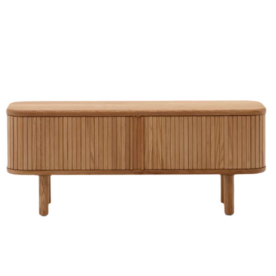 MAILEN 2 door TV stand in ash veneer with a natural finish 120 x 50 cm