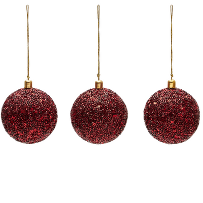 BRIAM Set of 3 large red decorative pendant balls