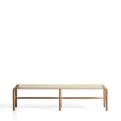 ALIPA bench in FSC 100% solid acacia wood and ecru rope cord 200 cm