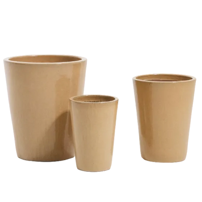 BROTJA Set of 3 terracotta planters with glazed green finish Ø 26 / 35 / 47 cm
