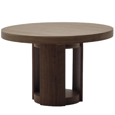 ARTIS Extendable round table in solid wood and oak veneer with a walnut finish, FSC 100%, 120 (170) x 80 cm