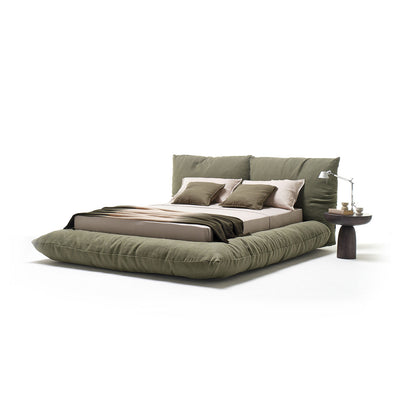 ALBA Upholstered bed with removable cover, complete with beech wood slatted base