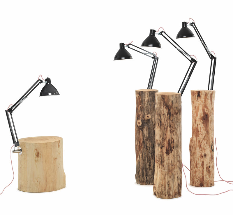 PIANTAMA Stol za kavu od punog drva prirodnog izgleda, sa lampom