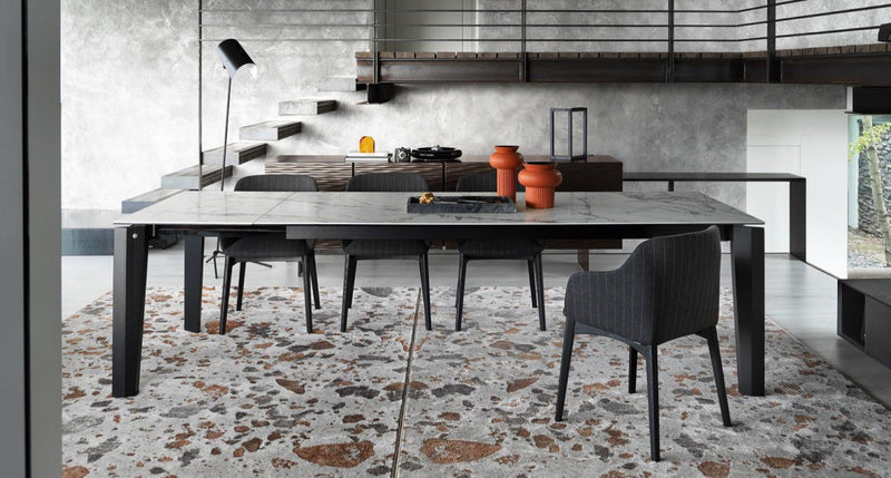 ALPHA Stol s pravokutnom produžnom keramičkom pločom i drvenim nogama