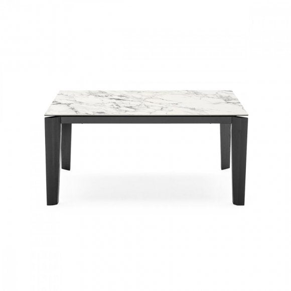 ALPHA Table with rectangular extendible ceramic top and wooden legs