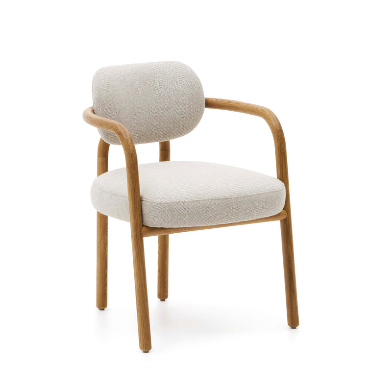 MELQUI Beige chair in solid oak wood a natural finish