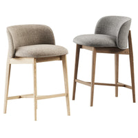 ABREY Upholstered stool with wooden base, h 65 cm