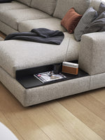 LAYLA 3-seater maxi sofa with chaise longue with armrest and tray