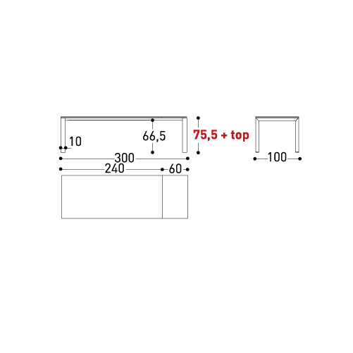 DOLMEN Extendable table [h 76, 5]