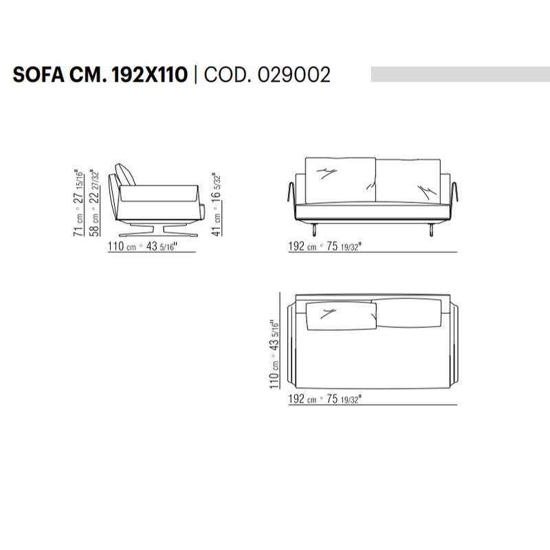 BRETTON Stand-alone sofa, 192 x 110 cm