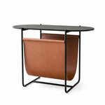 MAGAZIN Mali stolni stalak za časopise s eliptičnom pločom i metalnom bazom