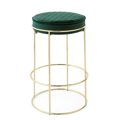 ATOLLO Stool with upholstered and quilted seat and metal frame