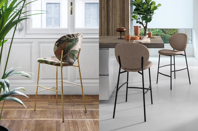 INÈS Padded stool with metal frame