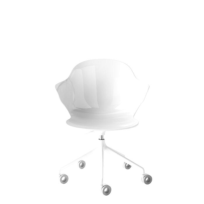 SAINT TROPEZ Swivelling plastic chair adjustable in height with aluminum base on casters