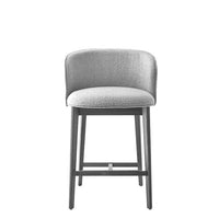 ABREY Upholstered stool with wooden base, h 65 cm