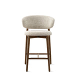 OLEANDRO Tapecirani visoki stolac s drvenom bazom