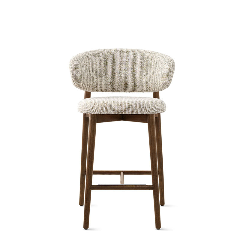 OLEANDRO Tapecirani visoki stolac s drvenom bazom