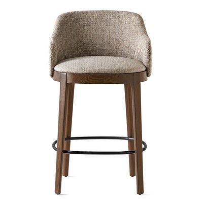 ADEL Padded stool with wooden base, h65 cm