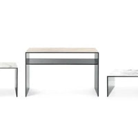 BRIDGE Console table with rectangular ceramic top and glass base