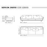 BRETTON Sofa, 316x110 cm