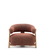 GRANITE Chenille armchair with solid ash wood legs