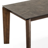 ALPHA Table with rectangular extendible ceramic top and wooden legs