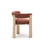 GRANITE 3-legged chair in green chenille and with solid ash wood