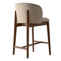 ABREY Upholstered stool with wooden base, h 65 cm