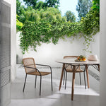 ELLEN Stackable chair in brown cord with galvanised steel