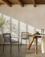 ELLEN Stackable chair in black cord with galvanised steel