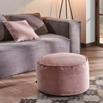 WILMA Large pouffe in pink wide seam corduroy, Ø 70 cm