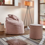 WILMA Pouffe in pink wide seam corduroy, Ø 80 cm