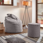 WILMA Pouffe in pink wide seam corduroy, Ø 80 cm