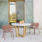 SHANELLE Round table made of white terrazzo and solid acacia wood Ø 120 cm