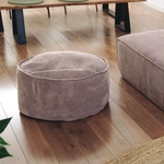 WILMA Large pouffe in pink wide seam corduroy, Ø 70 cm