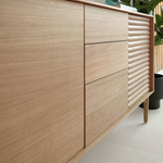 LENON Oak wood and veneer sideboard with 3 doors & 3 drawers