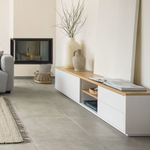 ABILEN TV stalak od hrastovog drva s 2 vrata i 2 ladice, 200 x 44 cm FSC 100%