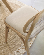 DORIANE solid oak chair with natural finish and upholstered seat