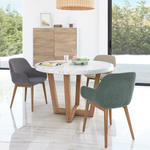 SHANELLE Round table made of white terrazzo and solid acacia wood Ø 120 cm